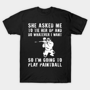 Splatter of Laughter: Unleash Your Playful Paintball Skills! T-Shirt